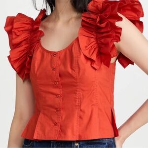 Ulla Johnson NWT Milla Top Nasturtium Puff Ruffled Sleeve Size 8